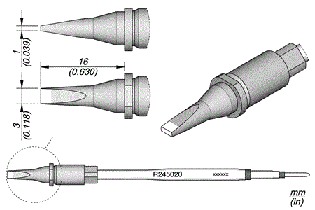 Cartridge Chisel 3 x 1 Long